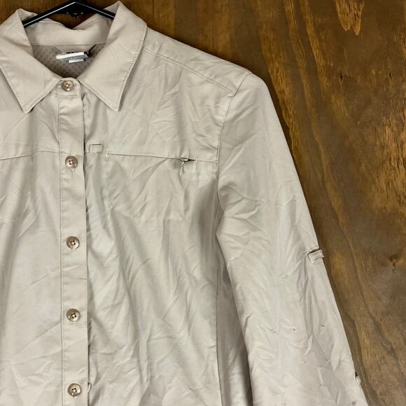 REI CO OP Womens Shirt Tan Button Down Long Sleeve Zip Pockets XS - Picture 5 of 12